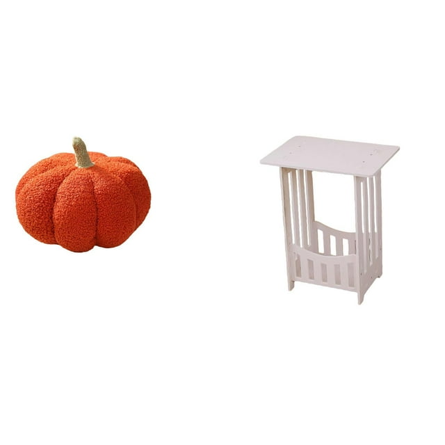Encantador Cojín De Sofá De Felpa Con Forma De Calabaza Y Versátil Juego De Mesita De Noche Para Un Acogedor Dormitorio, Salón, Hotel, Cafetería, Pasillo, Balcón.