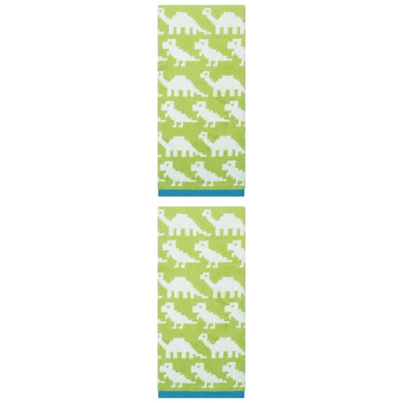 Unique Bargains Animal Pattern Cotton Jacquard Soft Absorbent Hand Towel Green 29" x 13"