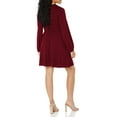thumbnail image 2 of Furvclv Women Long Puff Sleeve Mini Dress Deep V Neck Solid A-Line Party Casual Dress, 2 of 9