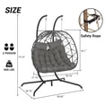 thumbnail image 2 of Double Egg Chair with Stand, Indoor Outdoor Hanging Wicker Rattan Patio Basket Swing Chair, Handwoven UV & Rust Resistant Iron Frame with Water Resistant Cushion,600 lbs Capacity, 2 of 5