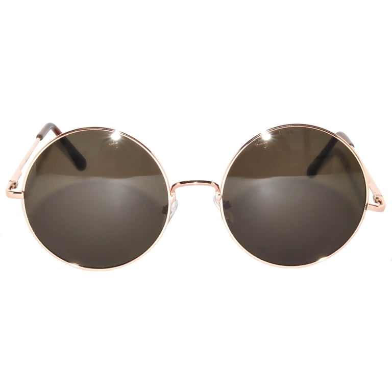 Round Brown Lens Sunglasses with Gold Frame Gold Narrow Flexible Round Tinted Sunglasses with Brown  main image 4