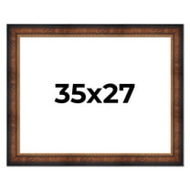 35x27 Frame Brown Walnut Gold Ornate Trim Solid Wood Plein Air Picture Frame | 3 Inch Moulding