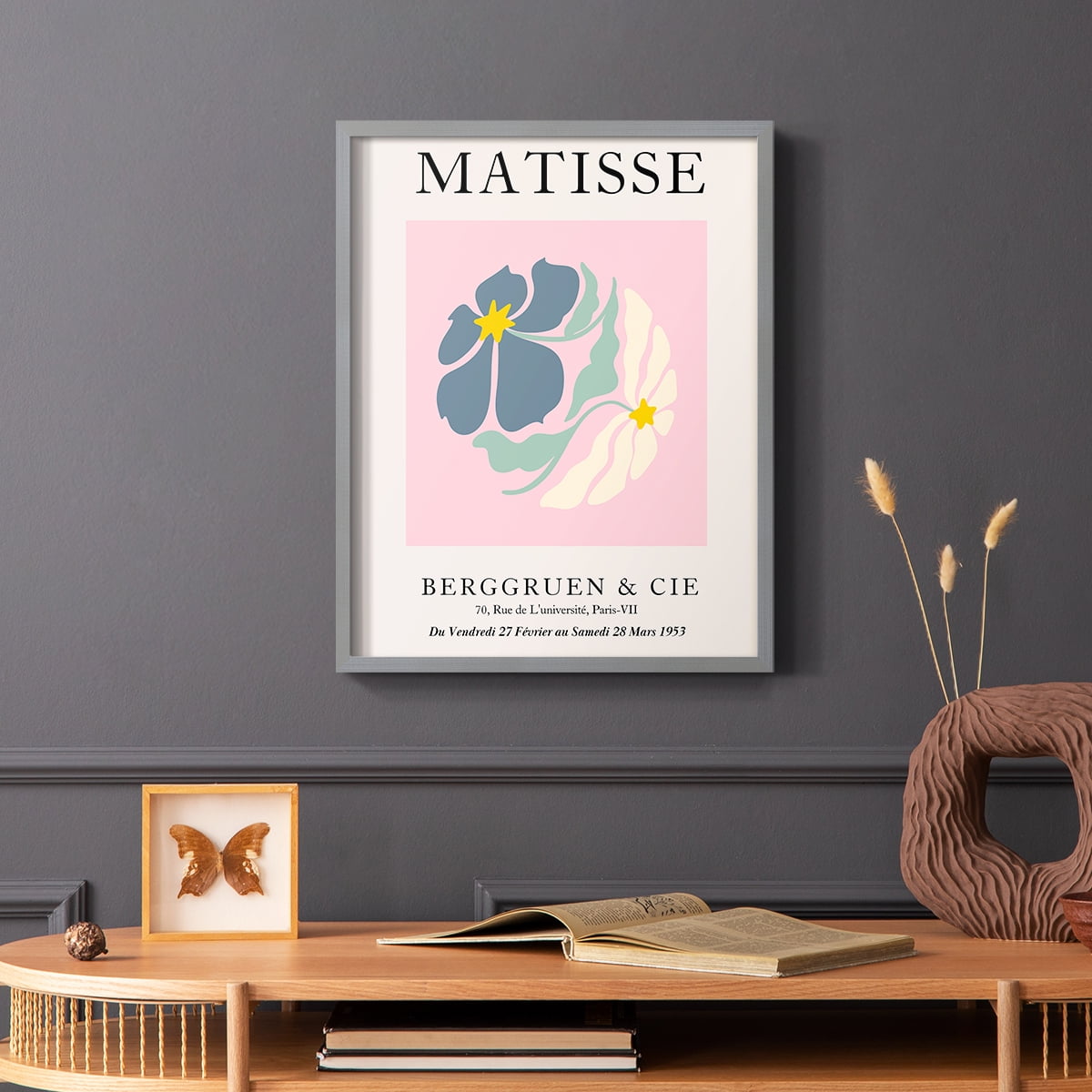 Matisse CDXCVI in Gray Solid Wood Framed Print No Nail Hanging