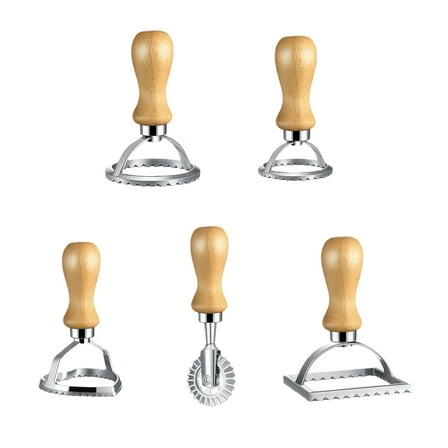 5PCS Quality Wood Handle Pizza Cutter Wheels  Perfect for Baking and Slicing