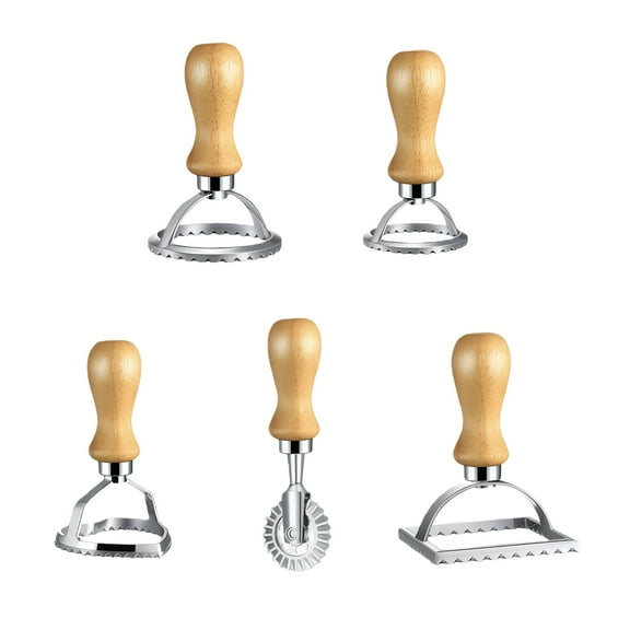 5PCS Quality Wood Handle Pizza Cutter Wheels  Perfect for Baking and Slicing