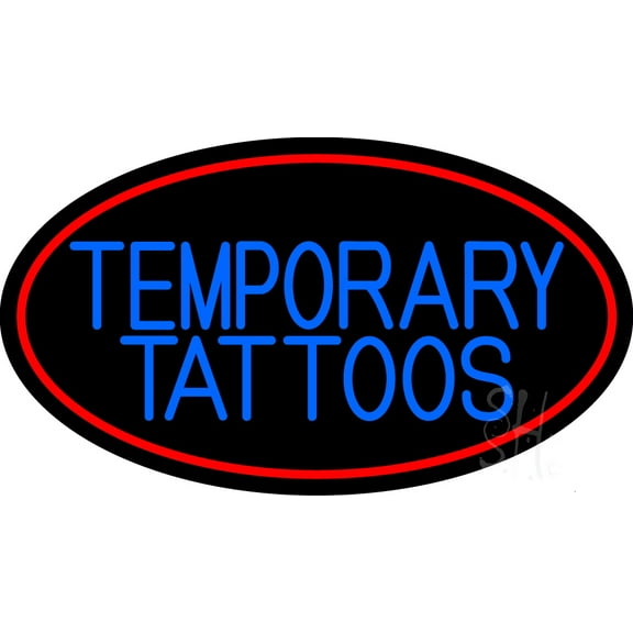 Temporary Tattoos LED Neon Sign 13 x 24 - inches Black Square Cut Acrylic Backing, with Dimmer - Premium built indoor Sign for Storefront, Store interior, Workshop, Studio.