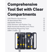 HOTO 18 in 1 Home Tool Kit, Cordless Electric Screwdriver Tool Set with LED, Portable Home Repair Set for DIY Projects Dorm Repairs Assembling