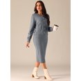 thumbnail image 2 of DARING DIVA Women's Winter Sweater Sets Cardigan and Midi Skirts S Grey, 2 of 5