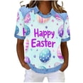 thumbnail image 2 of Odbmxy Womens Plus Size T Shirts Collared Summer Short Sleeve Womens Shirts Vacation Loose Easter Graphic Leisure Blue Tops, 2 of 6