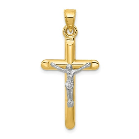 Diamond2Deal - 14k Yellow Gold Two-tone Hollow Crucifix Pendant 36mm ...