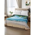 thumbnail image 3 of Full Size Flat Sheet Only, Coastal Ocean Soft Brushed Microfiber Bed Sheets, Sandy Beach Coconut Tree Blue Sky Scenery Hotel Quality Breathable Bedding Top Sheet, Easy Care, 81"x96", 3 of 9