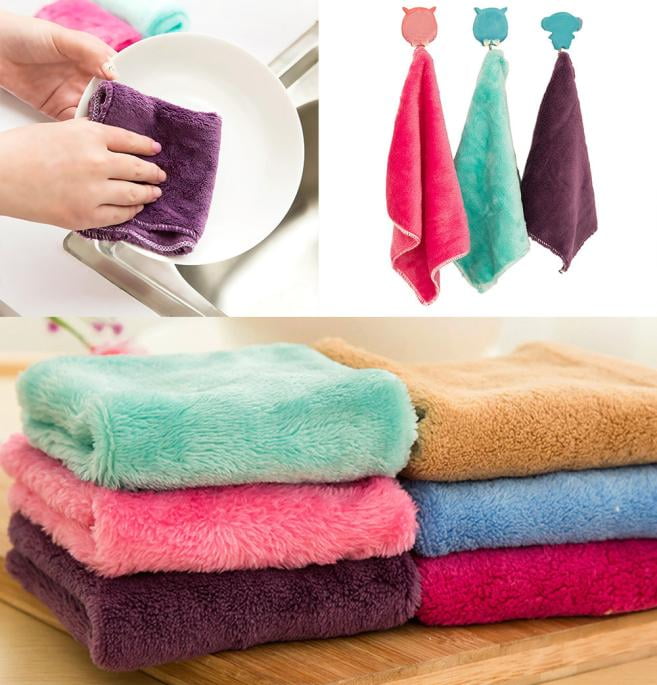 5pcs Dish Cloth Bamboo Fiber Washing Towel Magic Kitchen Cleaning Wiping Tools 