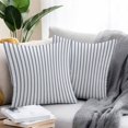 thumbnail image 2 of Throw Pillow Covers 20x20 Inch Set of 2, Navy Blue Striped Waterproof Outdoor Pillow Covers, Navy Blue White Stripes Farmhouse Decorative Cushion Pillowcases for Couch, Sofa, Bed, Garden, Patio, 2 of 9