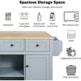 thumbnail image 2 of Kitchen Island Cart with Rubber Wood Drop-Leaf Countertop, 5-Wheel Rolling Island with Internal Storage Racks, Cabinet and 3 Drawers for Dining Room Kitchen, 2 of 7