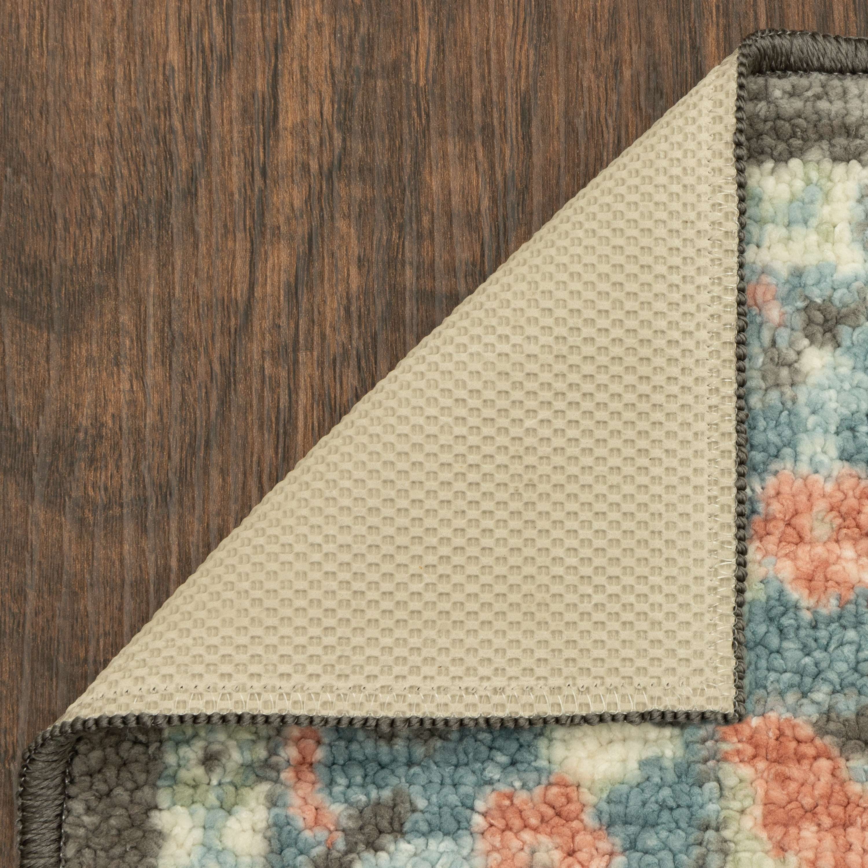 (2 pack) Mainstays Persian Border Medallion Loop Print Gray Aqua Indoor Runner Rug, 2' x 6'