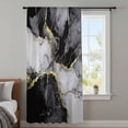 thumbnail image 3 of Black Grey Marble Semi Sheer Curtains Drapes for Living Room, Bedroom, French Doors Window 54 Inches Long, Modern Gradient Abstract Aesthetic Rod Pocket Chiffon Curtain Drapery Voile Draperies Panel, 3 of 8