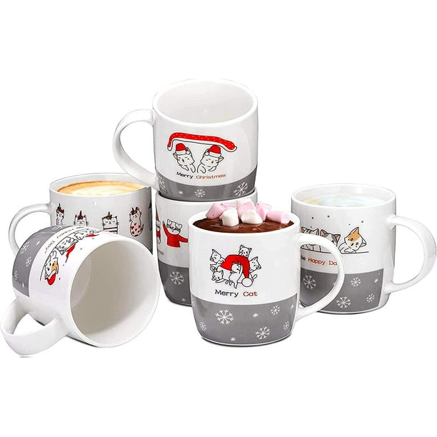 Bruntmor Christmas Coffee Mug Set Set Of 6 LargeSized 14 Ounce