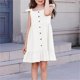 thumbnail image 5 of Vestido de Fiesta de Niña Bebé Color Sólido Plisado Casual con Botón Camisola Y Vestido de Princesa de Manga Larga Niñas de Moda Princesa Vestir, 5 of 6