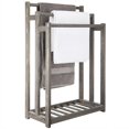 thumbnail image 5 of MyGift 3-Bar Wood Gray Towel and Quilt Rack Stand For Kitchen and Bathroom with Bottom Shelf, 5 of 6