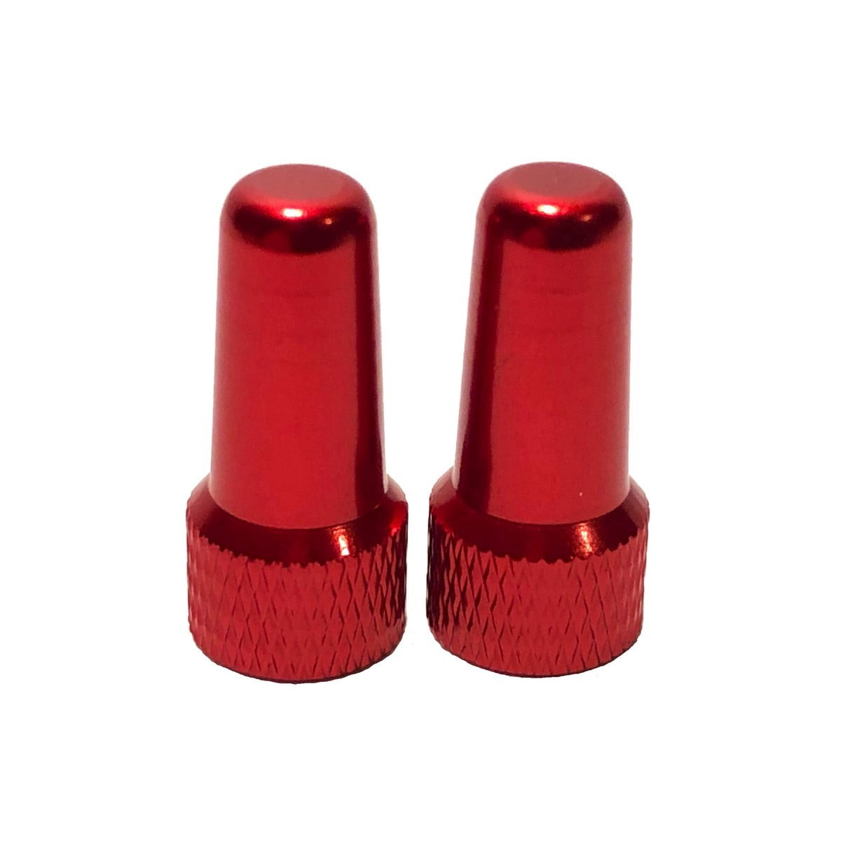 Road Up Two Aluminum Red Presta Valve Cap Dust Covers for Bicycle