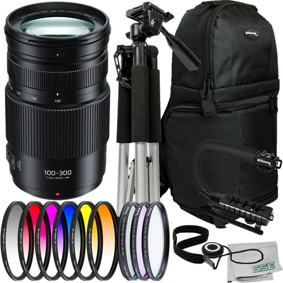 Ultimaxx Advanced Panasonic Lumix G Vario 100-300mm f/4-5.6 II POWER O.I.S. Lens Bundle - Includes: 6PC Gradual Color Filter Kit & More