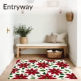 thumbnail image 3 of ODIKA 2'x3' Machine Washable Non-Slip Area Rug, Vintage Poinsettia Bloom Design Christmas High Traffic Rug, Red, 739795, 3 of 7