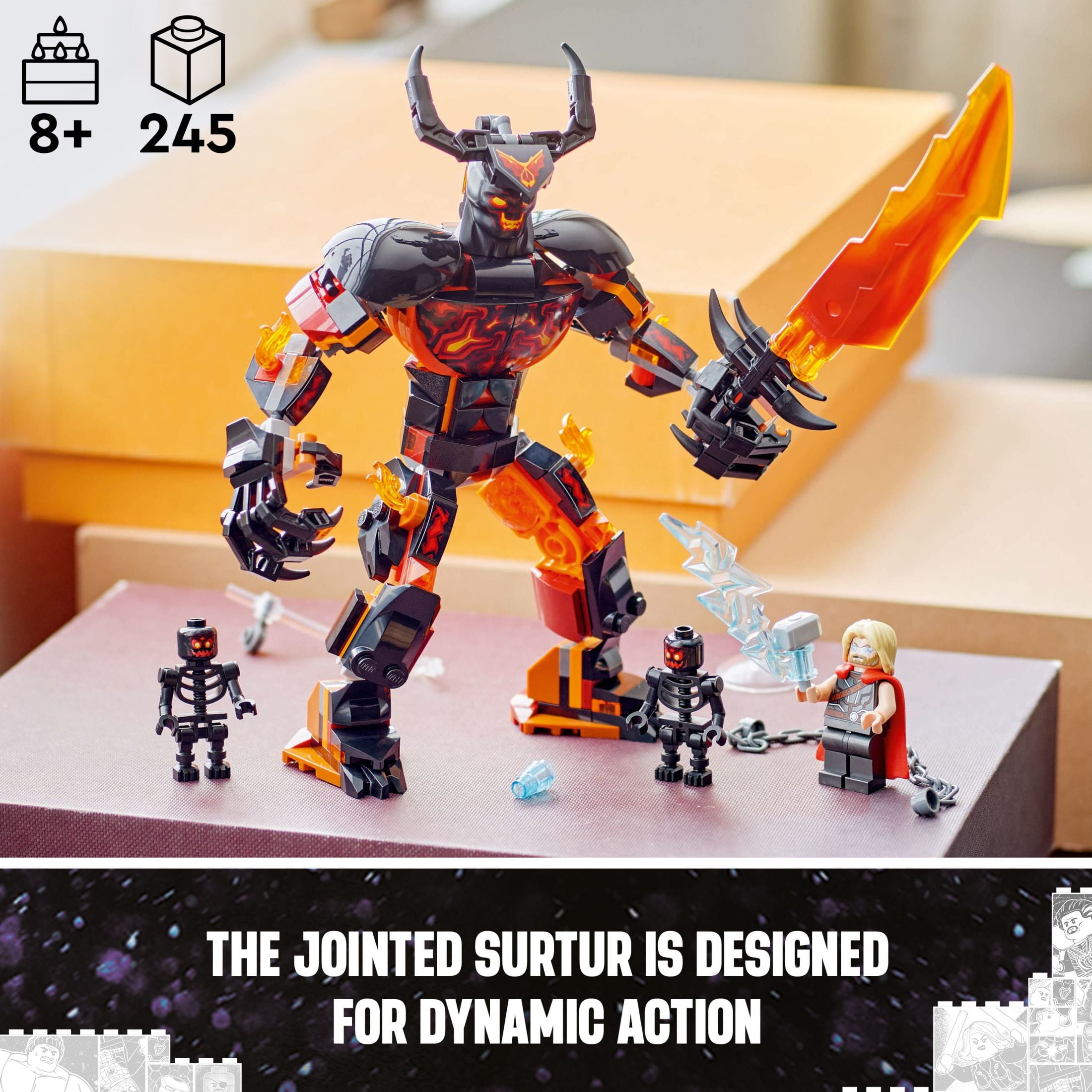LEGO Marvel Thor vs. Surtur Construction Figure, Buildable Marvel Action Figure with Thor Minifigure, 76289