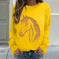thumbnail image 5 of MVRLSH Essentials Hoodies for Women Horse Riding Graphic Crewneck Loose Long Sleeve Casual Pullover Tops Spring Fall Layering Daily Outfit Match Sweatshirt Yellow - XXXL, 5 of 7