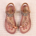 thumbnail image 4 of Mepaouo Womens Sandals Comfortable Bohemian Beaded Dressy Flip Flops Elastic Ankle Strap Slip on Shoes, 4 of 5