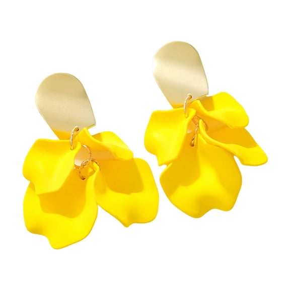Mightlink 1 Pair Retro Rose Petal Drop Earrings Long Style Exaggerated Dangle Earrings Bright Color Earrings Jewelry Accessories