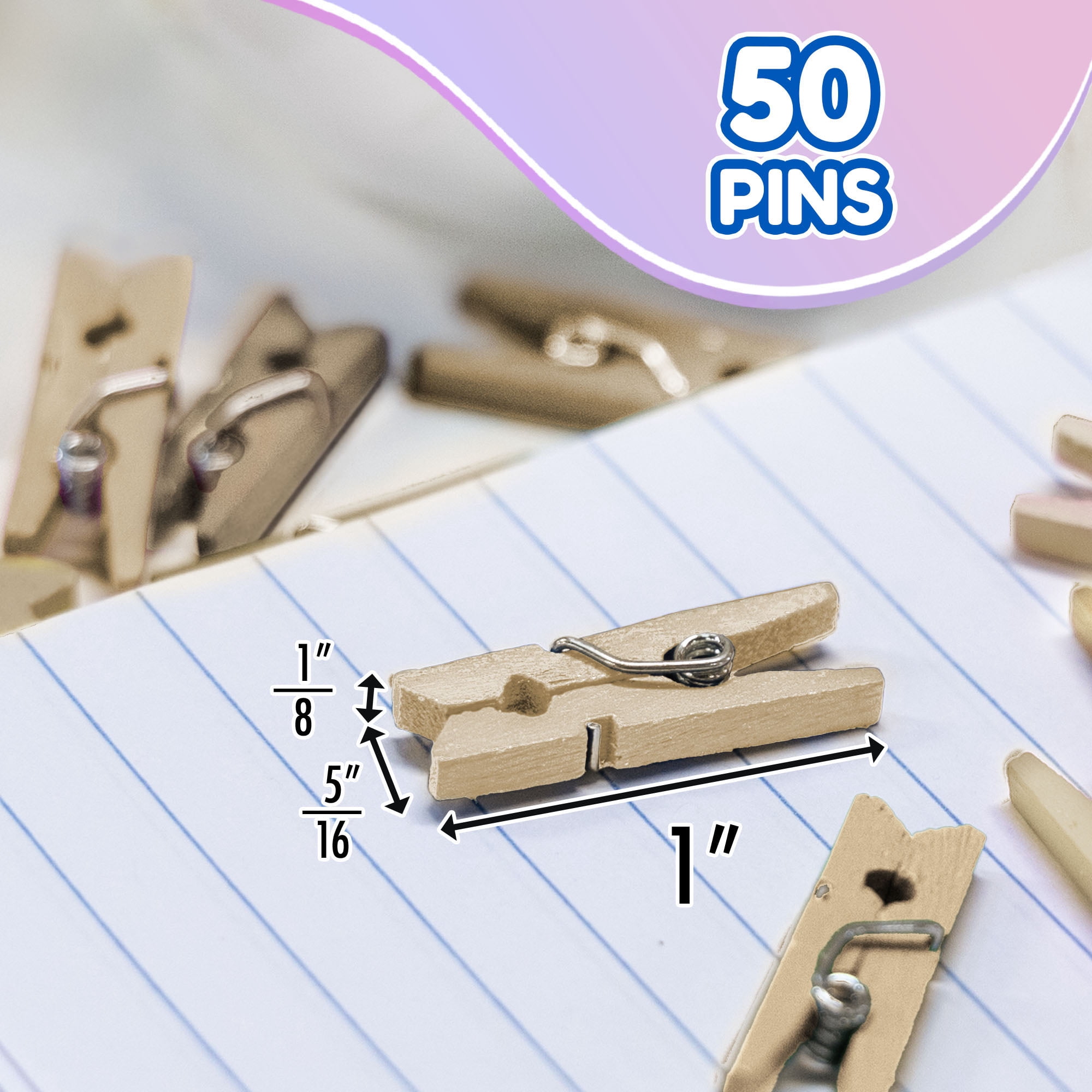 BAZIC Clothes Pin Mini 1", Natural Wood Clothespins (50/Pack), 288-Packs