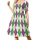 thumbnail image 2 of Vestido de manga corta con rombos de Mardi Gras, ropa de verano para mujer, vestido para mujer, 2 of 8