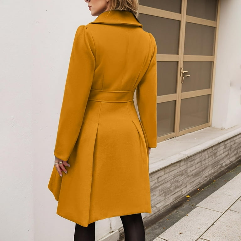 UAYOTSE Womens Trench Coat Notched Lapel Double Long Jacket