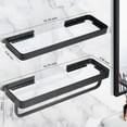 thumbnail image 4 of 2 Pack Bathroom Shelves Adhesive Floating Extra Thick Tempered Glass Shelf with Towel Holder Bar Towel Rack Black, 4 of 11