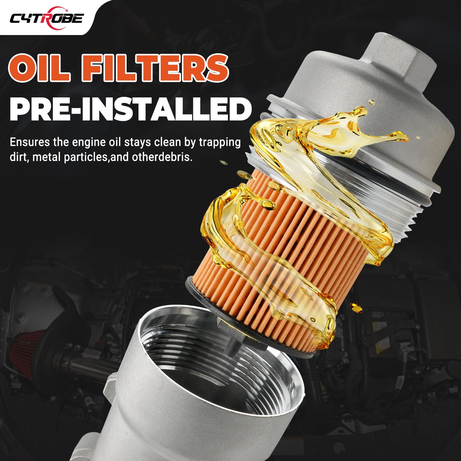 Engine Oil Cooler Filter Housing Assembly Adapter with Gasket, Filter Insert, Aluminum Cap Compatible with 1.4L Turbo 2011-2021 Chevy Cruze Sonic Trax Buick Encore Replace# 918-428 55566784