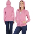 thumbnail image 7 of ToBeInStyle Women's Thin Fabric Long Sleeve Kangaroo Pocket Zip Up Hoodie - Mauve - Medium, 7 of 7