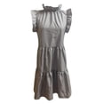 thumbnail image 3 of LOVZFMLL Robes d'Été pour Femmes Couleur Unie Mode Décontractée Col Montant Sans Manches Robe Col Rond, 3 of 4