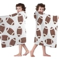 thumbnail image 4 of Brown Footballs Pattern Hooded Bath Towel，50"x30" for Ages 3 To 12 Kids, Quick Dry Lightweight Soft Microfiber Hood Beach Towel Cover Up for Kids, 4 of 7