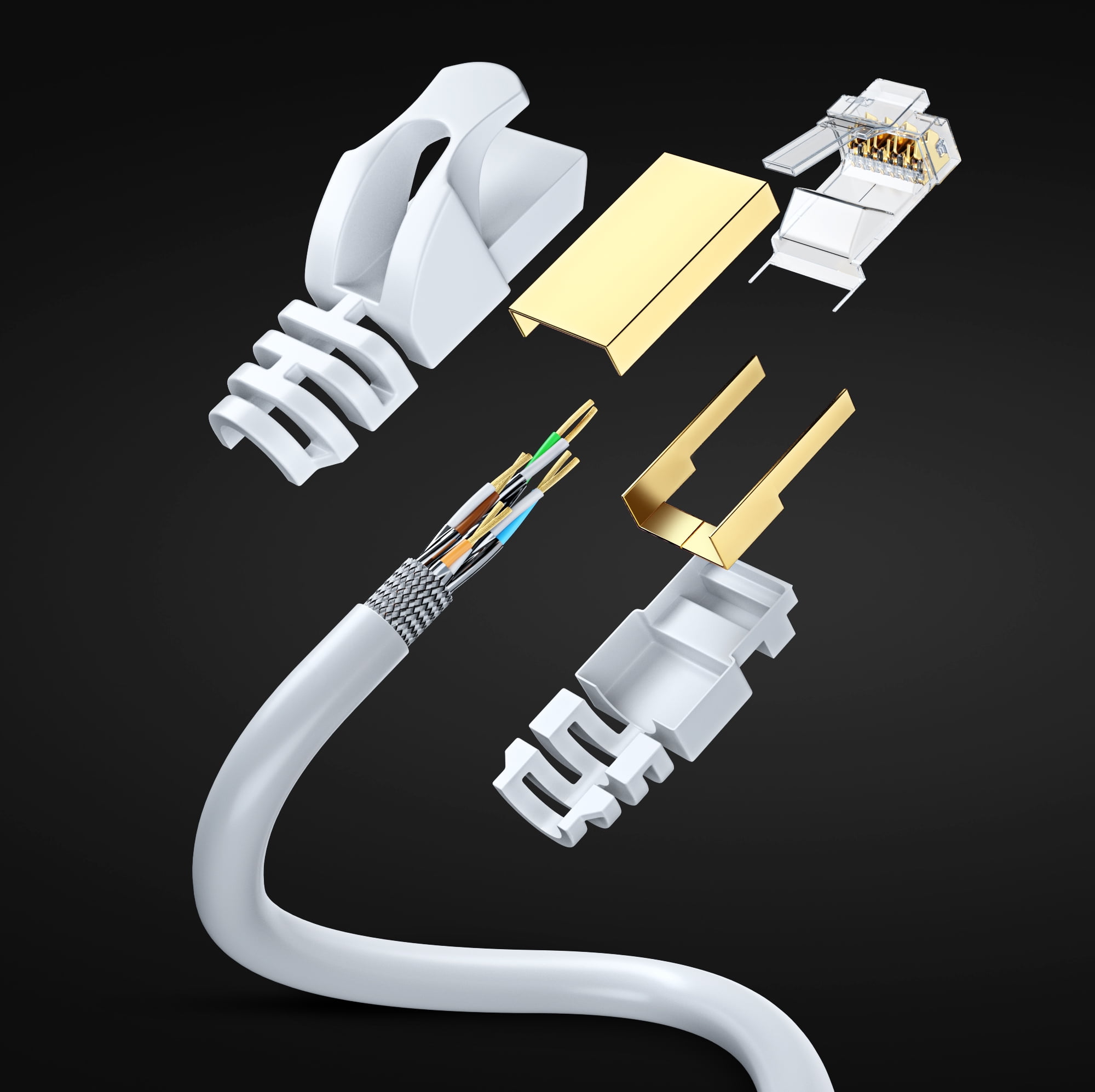 Cat 7 Ethernet Cable 100 ft - High-Speed Cat7 Internet & Network LAN Patch Cables, RJ45 Connectors - Perfect for Gaming, Streaming, and More (White)