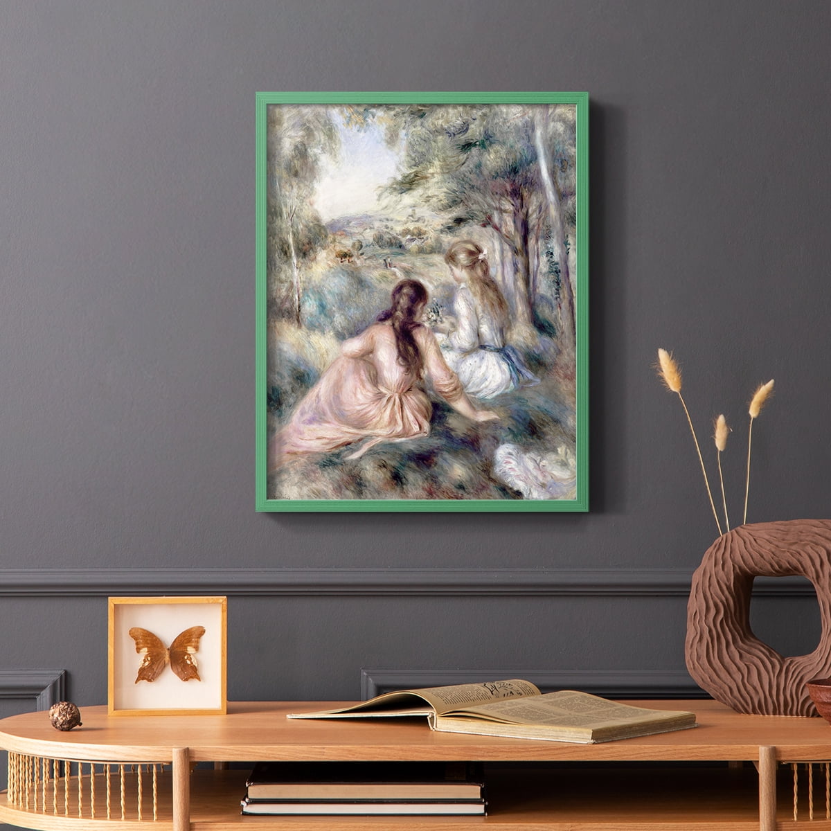 In The Meadow in Green Solid Wood 11 x 14 Framed Print
