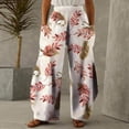 thumbnail image 2 of 2024 Wide Leg Pants for Women Elastic Waist Floral Printed Trousers Winter Casual Pants with Pockets, 2 of 6