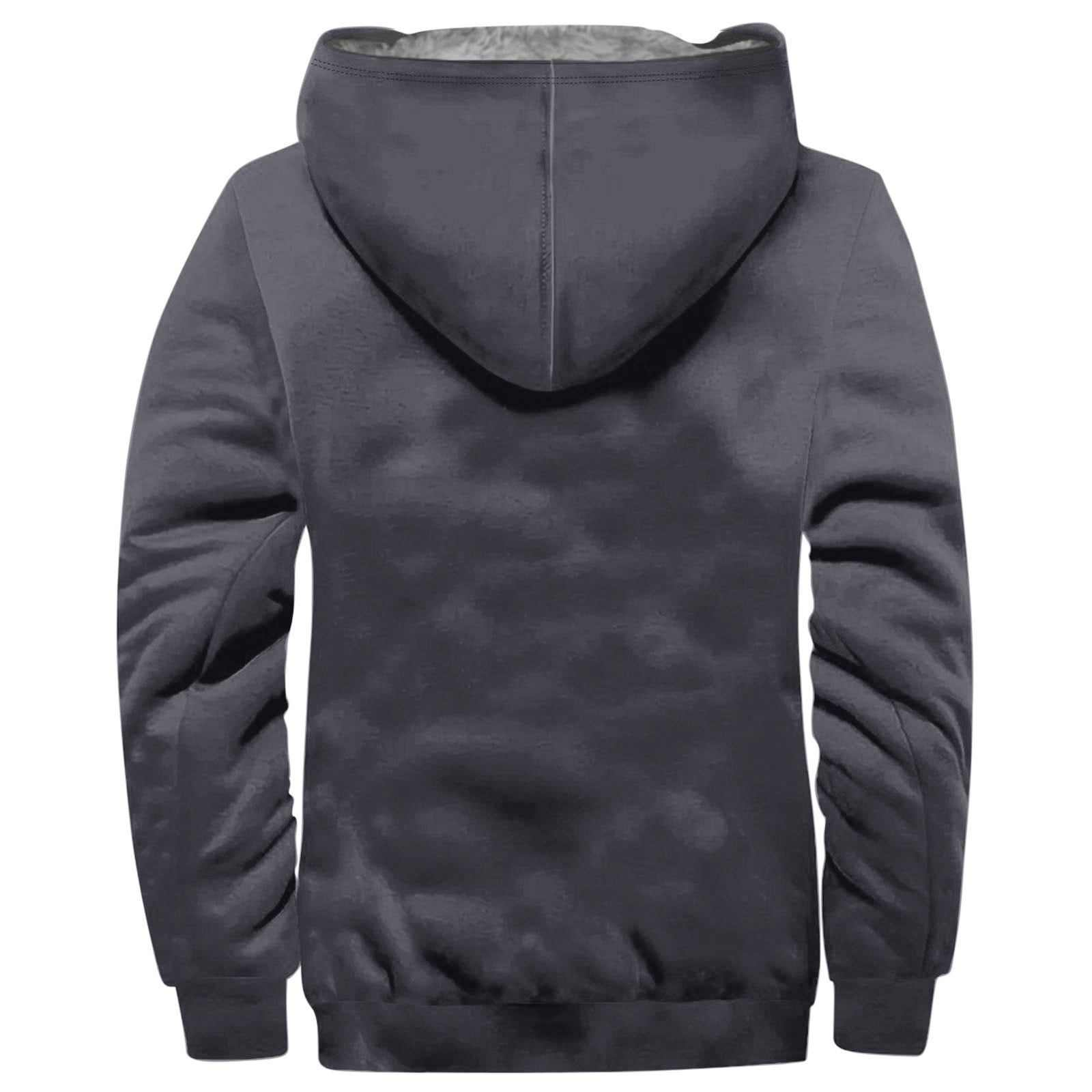 Winter!Brilliant Jackets for Men Puff Men's Winter Long Sleeved Cardigan Pockets Warm Plush Hooded Jacket Fleece Sweater Coat Heavy Weight Gray L