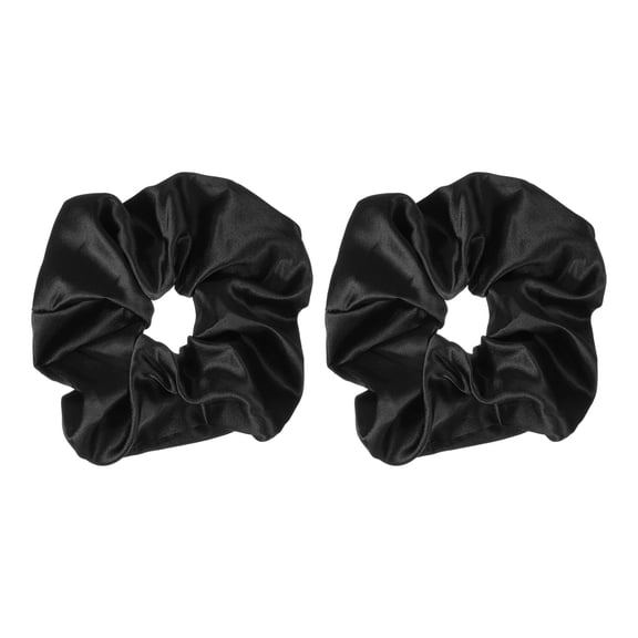 Uxcell 2 Pcs Satin Hair Scrunchies, Solid Hair Ties Soft Fabric Scrunchies Ponytail Holders for Women Girls Different Hairstyles, Wedding Party Gifts, Black