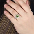 thumbnail image 2 of 3PCS Unique Princess Cut Peridot Engagement Ring Set- 925 Sterling Silver- Peridot Wedding Set- Promise Ring Twist Band Anniversary Ring for her, 2 of 4
