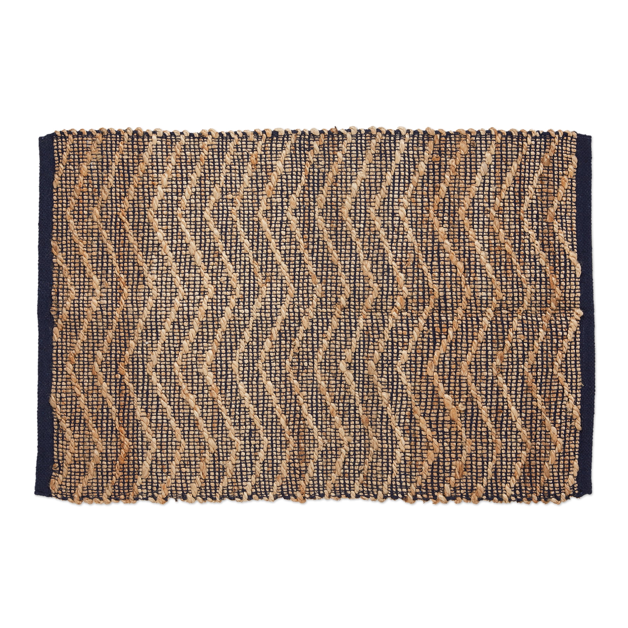DII French Blue With Natural Jute Chevron Hand-Loomed Rug