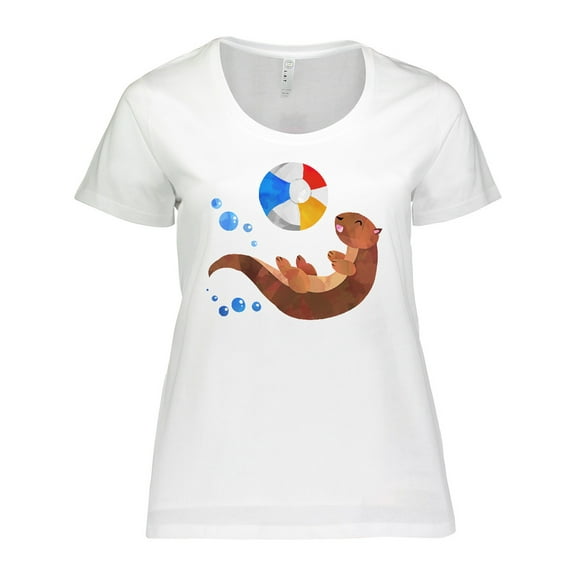 Inktastic Cute Otter and Beachball Women's Plus Size T-Shirt