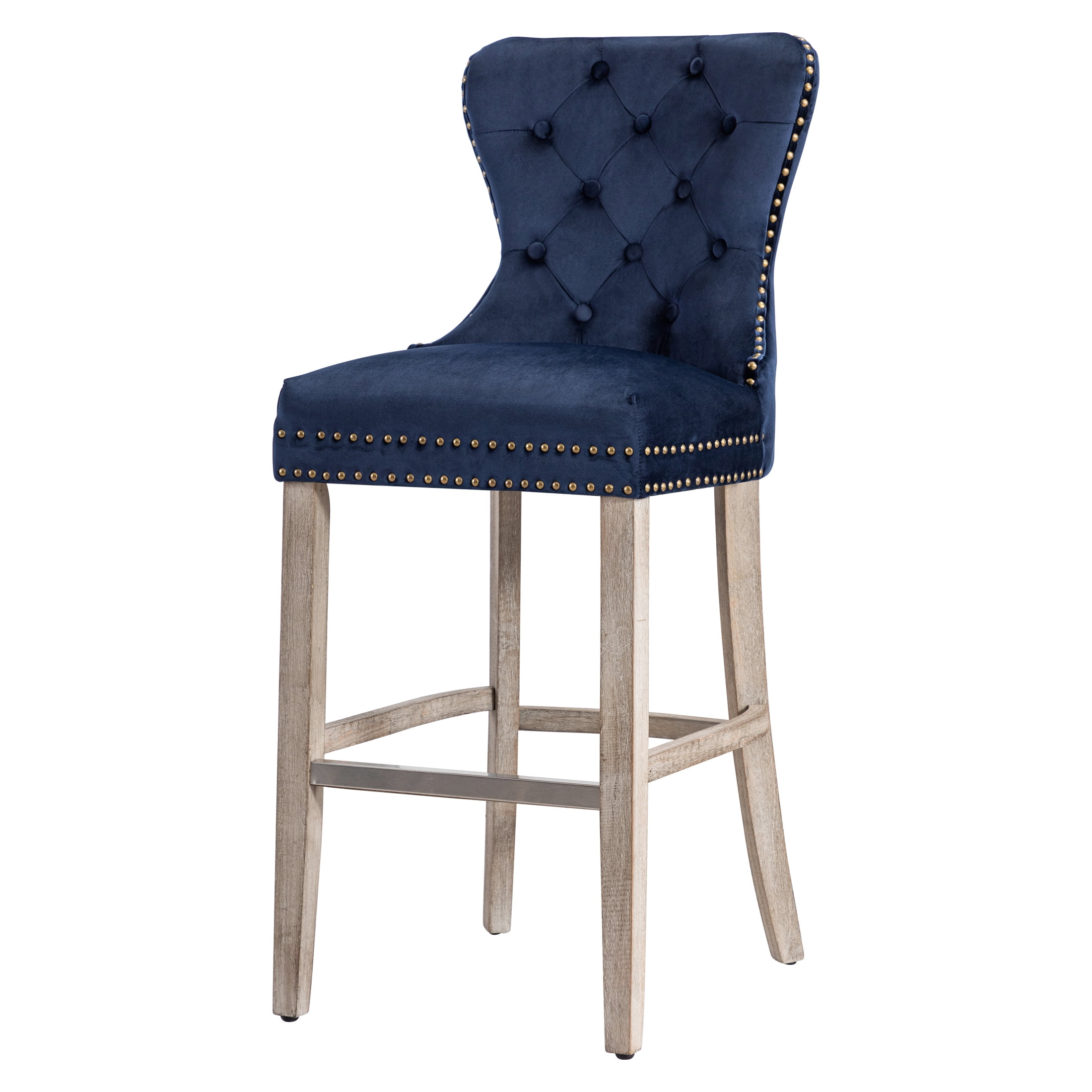 Westin Outdoor 29" Tufted Velvet Counter Stool, Antique Gray/Velvet Navy Blue
