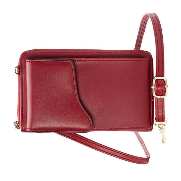 Qarigey Bolso de teléfono para mujer Hombro ajustable Monedero de cuero Decoración Tarjeta Monedero Bolsa Bolsas de mensajero y de hombro Rojo Qarigey AP002884-02