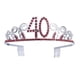 thumbnail image 1 of KAKOWELY Tiara de cristal rojo con diamantes de imitación para cumpleaños, corona de reina, diadema para fiesta de baile, peinetas con clip para recuerdo de fiesta de cumpleaños número 40 para mujer, 1 of 4