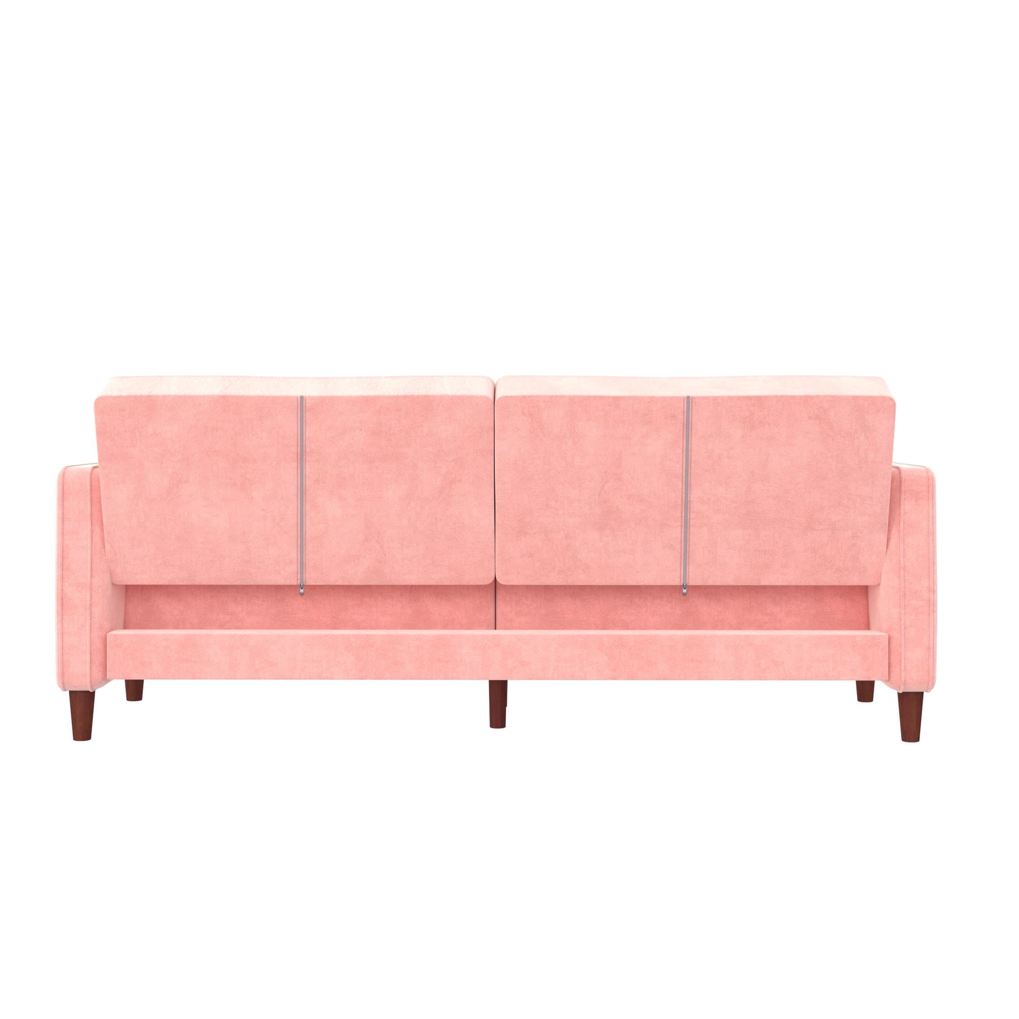 DHP Pin Tufted Transitional Futon, Pink Velvet